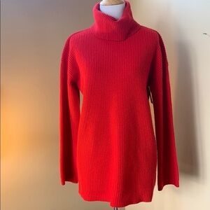 Lauren Ralph Red Mock Neck Cashmere Blend …